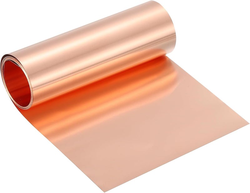 uxcell لفافة ورقة نحاس نقي، بسماكة 0.03 مم 32Ga نحاس T2 1070 مم × 102 مم/3.5 قدم × 4 بوصة شريط نحاس لامع لاصلاحات المنزل الكهربائية - Image 1